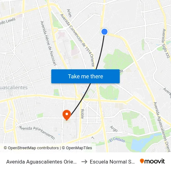 Avenida Aguascalientes Oriente, 1903 to Escuela Normal Superior map
