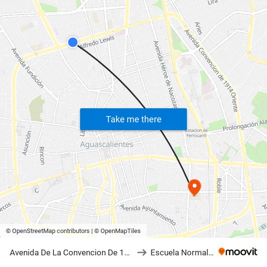 Avenida De La Convencion De 1914 Norte, 1401 to Escuela Normal Superior map