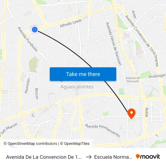 Avenida De La Convencion De 1914 Norte, 2128a to Escuela Normal Superior map