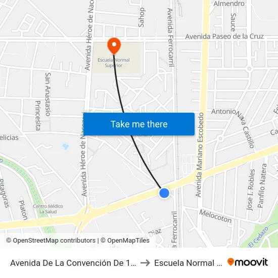 Avenida De La Convención De 1914 Sur, 1237 to Escuela Normal Superior map
