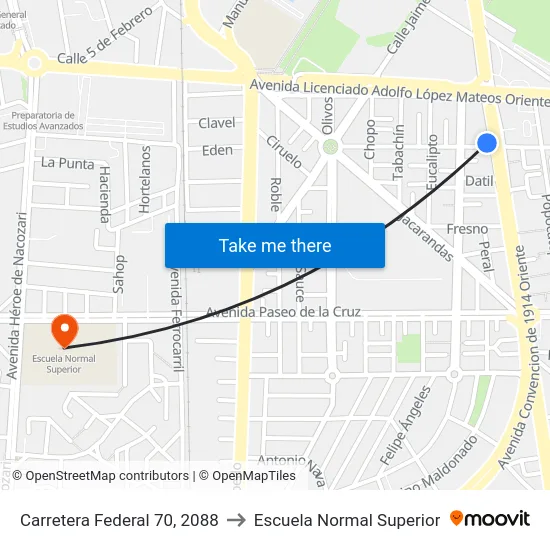 Carretera Federal 70, 2088 to Escuela Normal Superior map