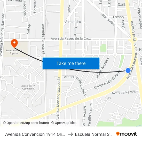 Avenida Convención 1914 Oriente, 835 to Escuela Normal Superior map