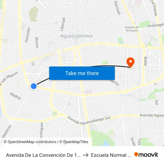 Avenida De La Convención De 1914 Sur, 1016 to Escuela Normal Superior map