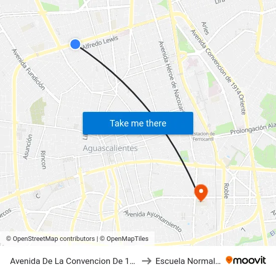 Avenida De La Convencion De 1914 Norte, 1410 to Escuela Normal Superior map