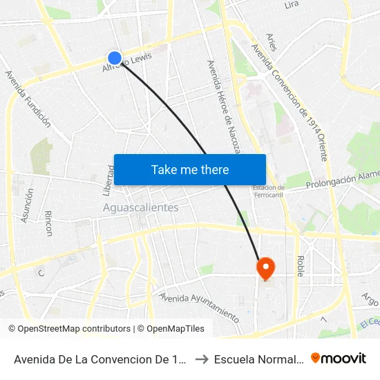 Avenida De La Convencion De 1914 Norte, 1005 to Escuela Normal Superior map