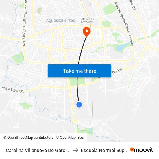 Carolina Villanueva De García, 309 to Escuela Normal Superior map