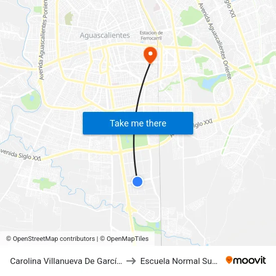 Carolina Villanueva De García, 309 to Escuela Normal Superior map