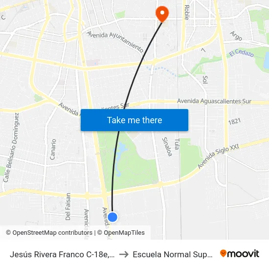 Jesús Rivera Franco C-18e, 103 to Escuela Normal Superior map
