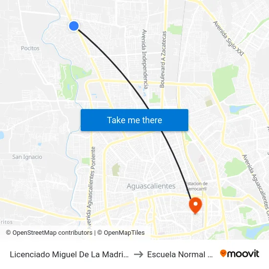 Licenciado Miguel De La Madrid Hurtado, 2 to Escuela Normal Superior map