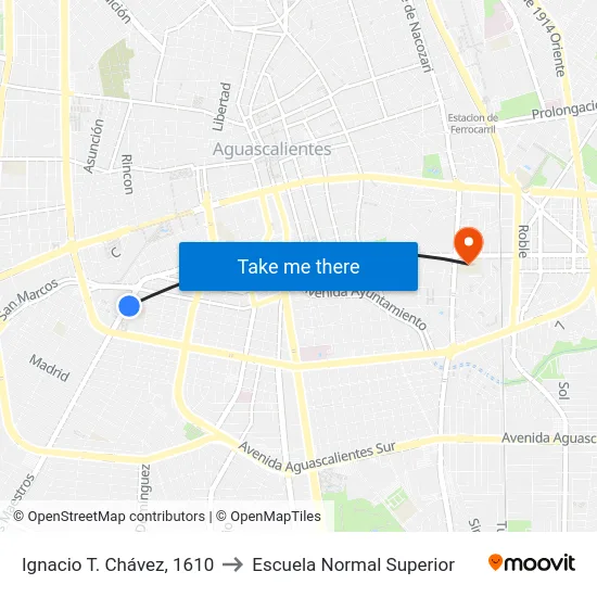 Ignacio T. Chávez, 1610 to Escuela Normal Superior map