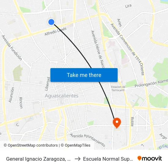 General Ignacio Zaragoza, 1633 to Escuela Normal Superior map