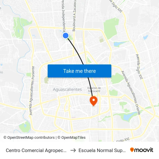 Centro Comercial Agropecuario to Escuela Normal Superior map