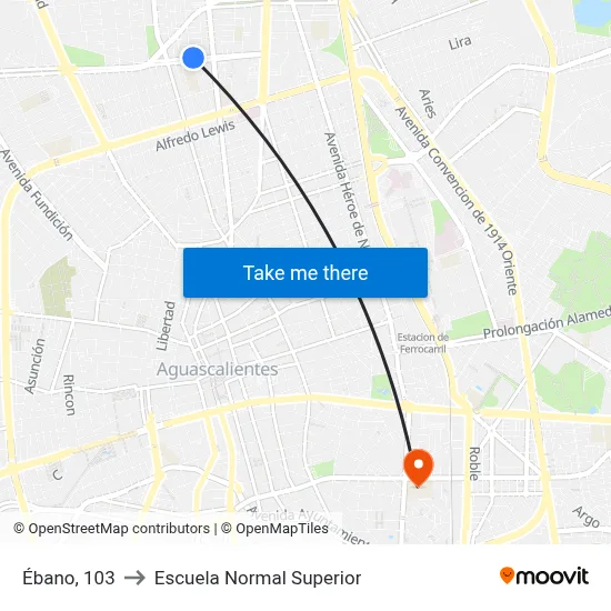 Ébano, 103 to Escuela Normal Superior map