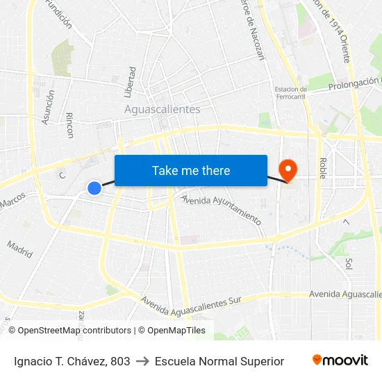 Ignacio T. Chávez, 803 to Escuela Normal Superior map