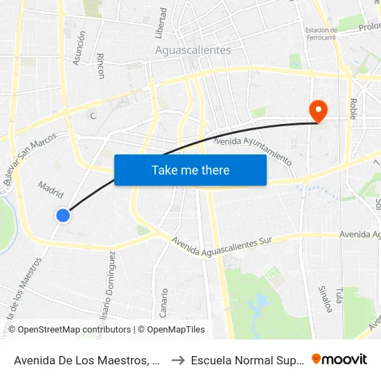Avenida De Los Maestros, 2007a to Escuela Normal Superior map