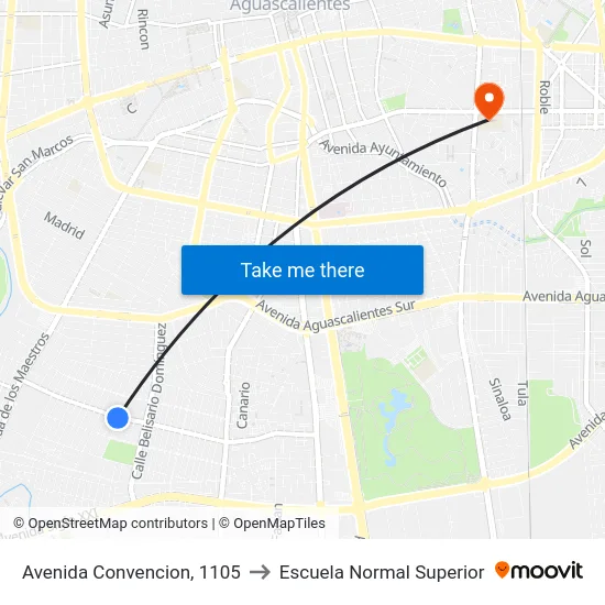 Avenida Convencion, 1105 to Escuela Normal Superior map