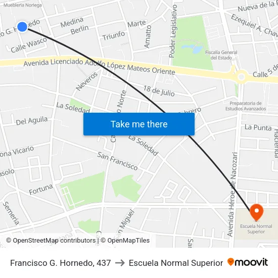 Francisco G. Hornedo, 437 to Escuela Normal Superior map