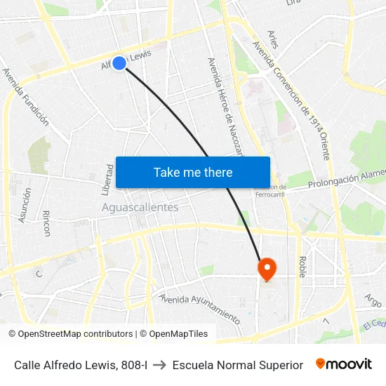 Calle Alfredo Lewis, 808-I to Escuela Normal Superior map