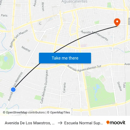 Avenida De Los Maestros, 3903 to Escuela Normal Superior map