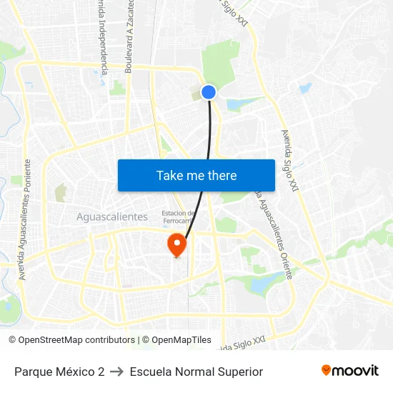 Parque México 2 to Escuela Normal Superior map