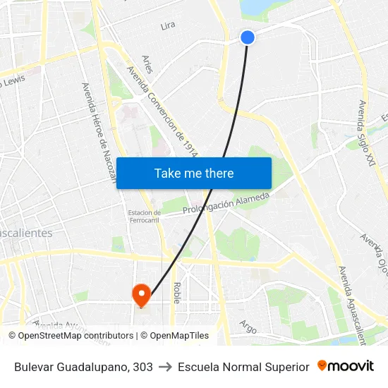 Bulevar Guadalupano, 303 to Escuela Normal Superior map