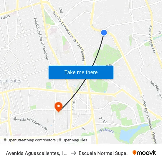Avenida Aguascalientes, 1945 to Escuela Normal Superior map