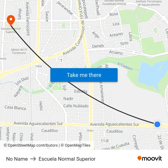 No Name to Escuela Normal Superior map