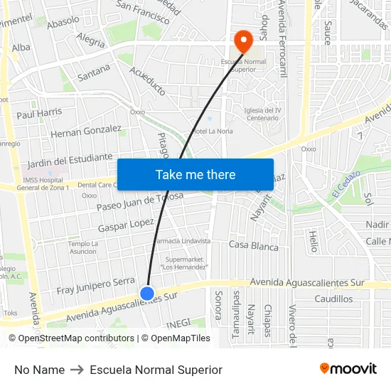 No Name to Escuela Normal Superior map