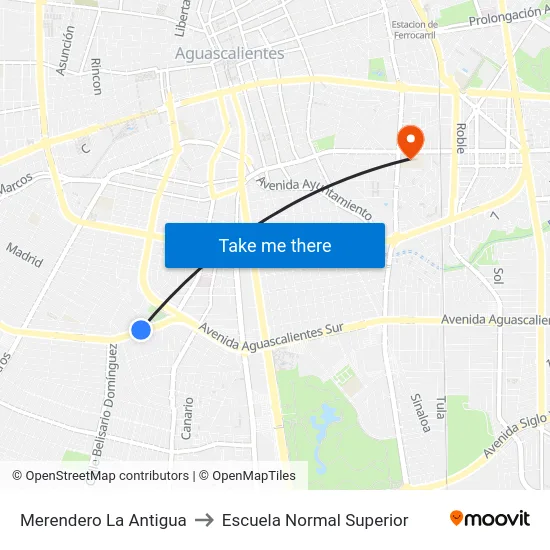 Merendero La Antigua to Escuela Normal Superior map