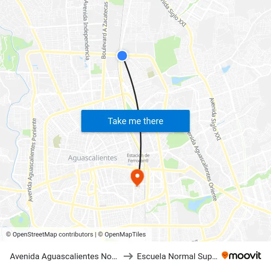 Avenida Aguascalientes Norte, Lb to Escuela Normal Superior map