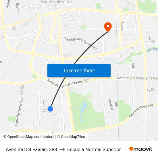Avenida Del Faisán, 388 to Escuela Normal Superior map