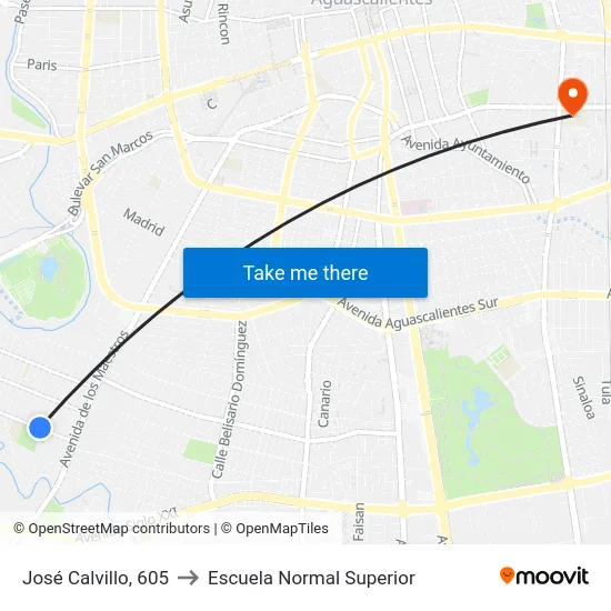José Calvillo, 605 to Escuela Normal Superior map
