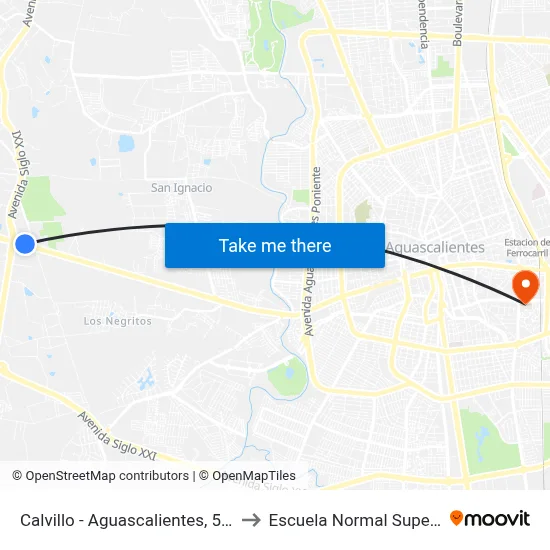Calvillo - Aguascalientes, 5343 to Escuela Normal Superior map