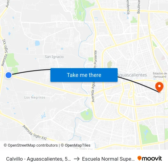 Calvillo - Aguascalientes, 5343 to Escuela Normal Superior map