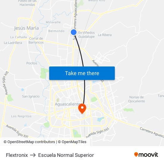 Flextronix to Escuela Normal Superior map