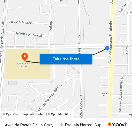 Avenida Paseo De La Cruz, 504 to Escuela Normal Superior map