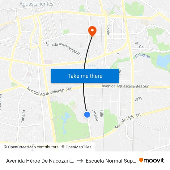 Avenida Héroe De Nacozari, 2523 to Escuela Normal Superior map
