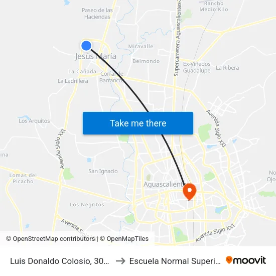 Luis Donaldo Colosio, 306a to Escuela Normal Superior map