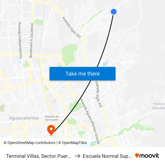 Terminal Villas, Sector Puertecito to Escuela Normal Superior map