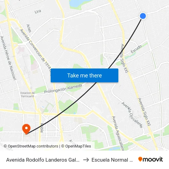 Avenida Rodolfo Landeros Gallegos, 1101 to Escuela Normal Superior map
