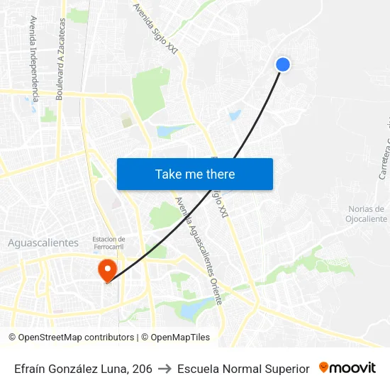 Efraín González Luna, 206 to Escuela Normal Superior map