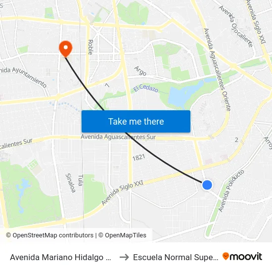 Avenida Mariano Hidalgo 200c to Escuela Normal Superior map