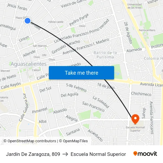 Jardín De Zaragoza, 809 to Escuela Normal Superior map