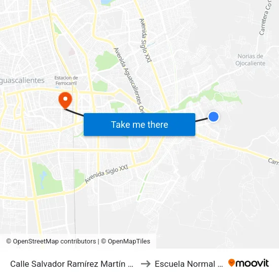 Calle Salvador Ramírez Martín Del Campo, 88 to Escuela Normal Superior map