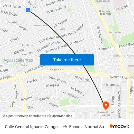 Calle General Ignacio Zaragoza, 810 to Escuela Normal Superior map
