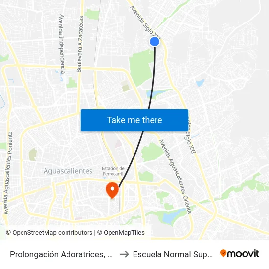 Prolongación Adoratrices, 1105 to Escuela Normal Superior map