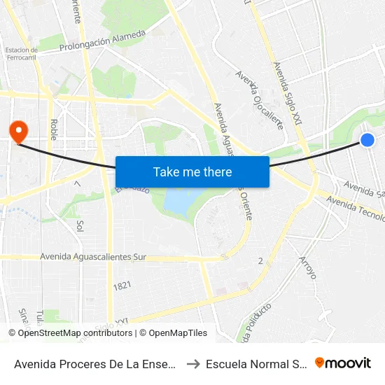 Avenida Proceres De La Enseñanza, 202 to Escuela Normal Superior map