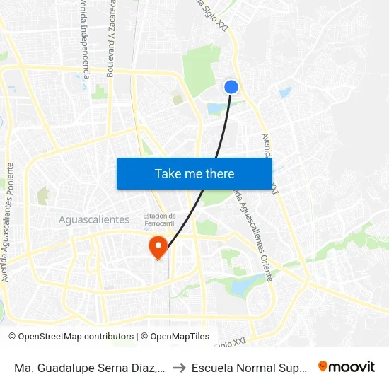 Ma. Guadalupe Serna Díaz, 301 to Escuela Normal Superior map