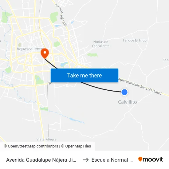Avenida Guadalupe Nájera Jiménez, 1142 to Escuela Normal Superior map