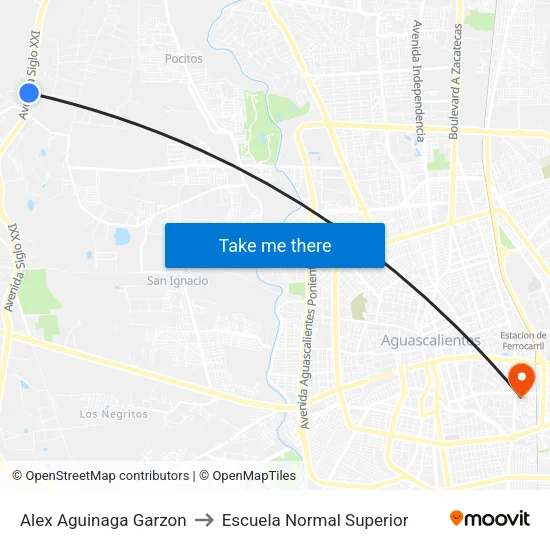 Alex Aguinaga Garzon to Escuela Normal Superior map